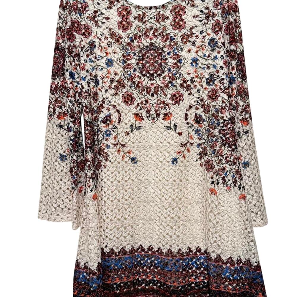 Xhilaration Cream Floral Lace Dress – Bell Sleeves & Boho Style
